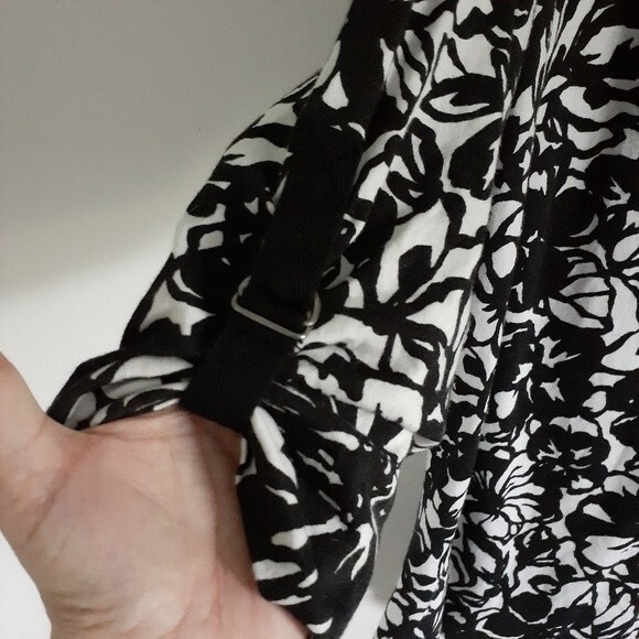 studio works shirt black white tunic top 2x floral knit top career office xxl - Picture 3 of 6